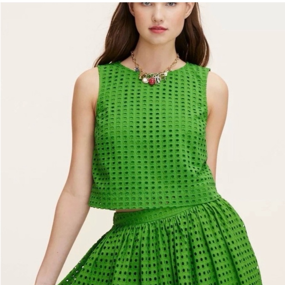 kate spade x Target Eyelet Crop Top & Skirt Set in Bright Green NWT Sz M
